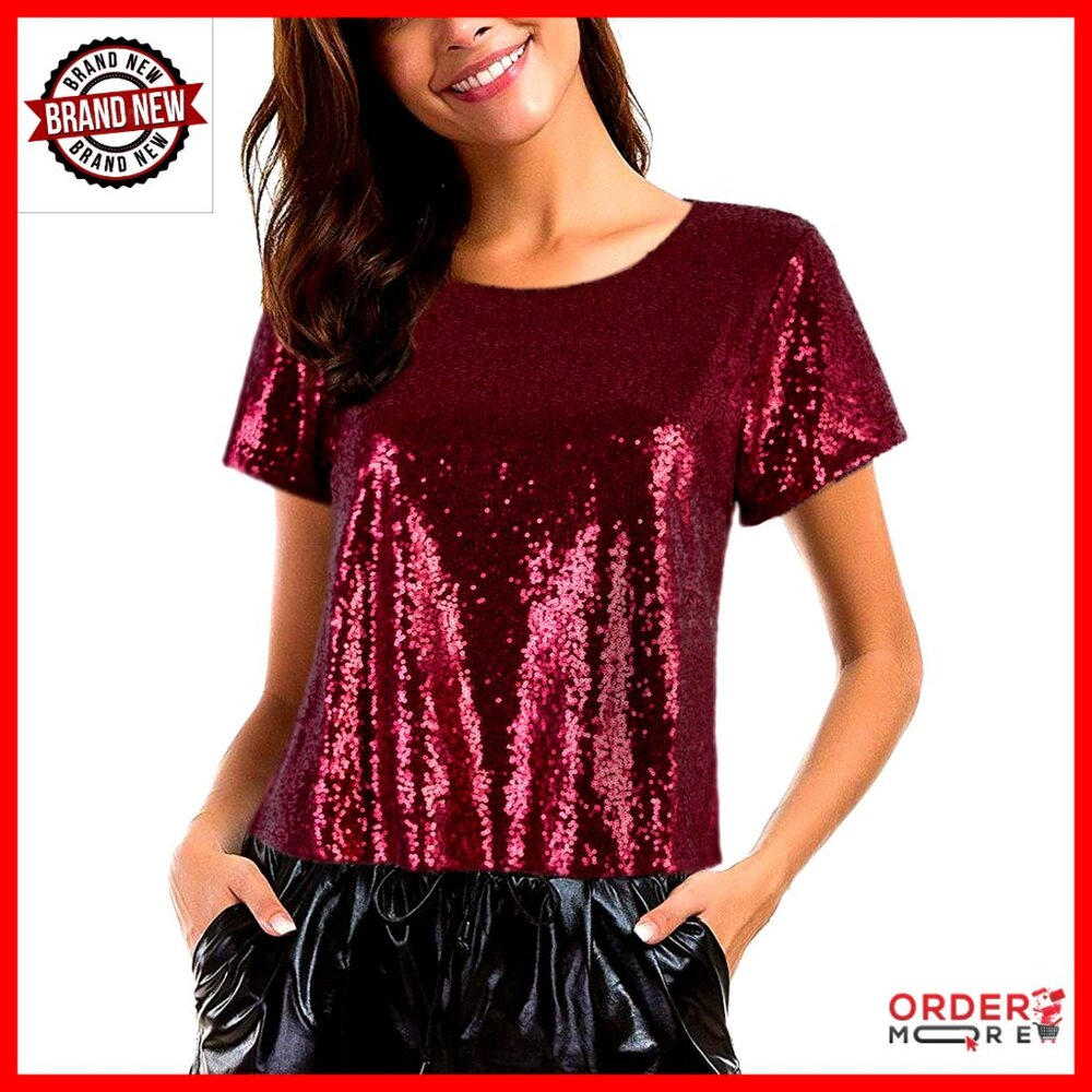 Glitter Sequin Tunic Top With Loose Sleeves For Parties And Events